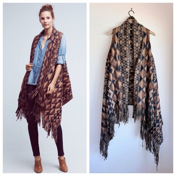 Anthropologie Sweaters - Plenty by Tracy Reese Canton Fringe Sweater Vest Aztec Geo Anthropologie XS/S